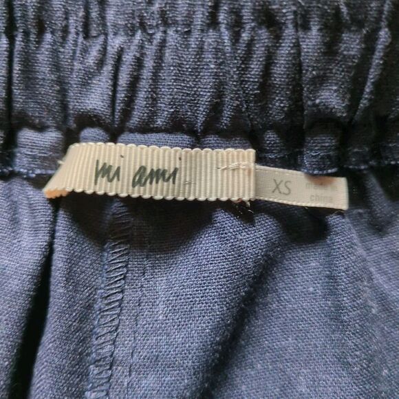 Francescas Mi Ami Womens XS Linen Blend Shorts Button Tie Waist Navy Blue Sailor - Picture 4 of 10